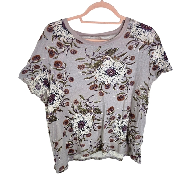 Madewell Lo-fi Shrunken Painted Blooms Floral Light Purple Tee - Picture 3 of 8